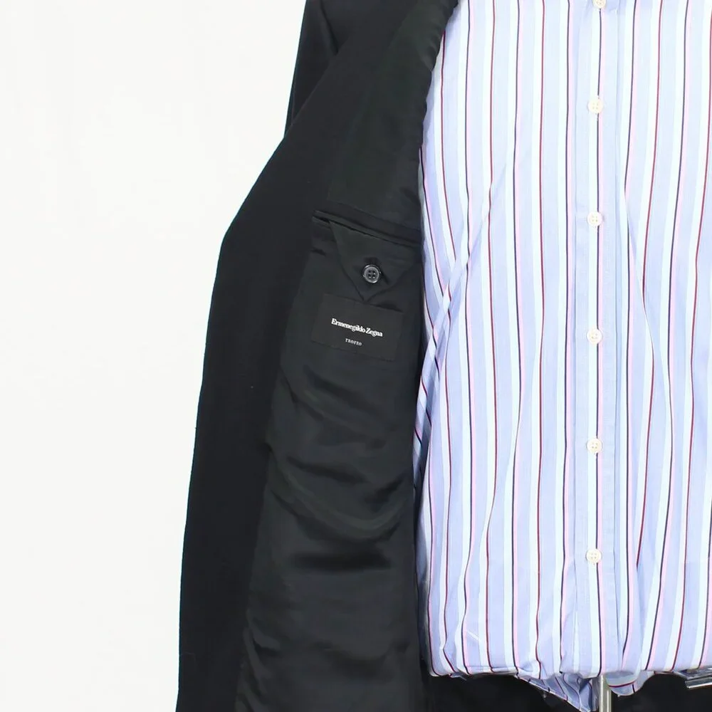Ermenegildo Zegna Trofeo 46L Black Solid 3-Button Sport Coat Blazer Jacket T577